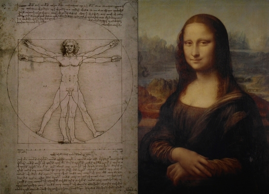 레오나르드 다빈치 - '비트루비우스의 인체 비례도'(좌), '모나리자'(우)