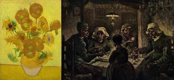 반 고흐 - '해바라기'(좌), '감자를 먹는 사람들'(우)