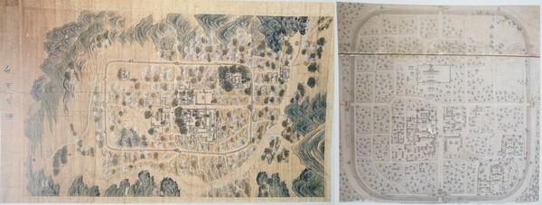 (왼쪽)18세기 후반 전주 지도 / (오른쪽)19세기 말 완산부 지도