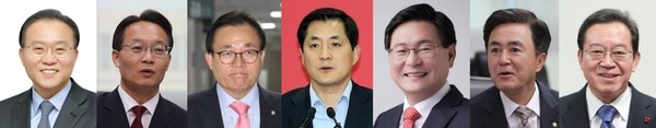 (왼쪽부터)윤재옥, 조해진, 이채익, 박대출, 이헌승, 김태흠, 이종배 의원