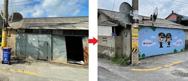 (왼쪽)안전펜스 설치 전 / (오른쪽)안전펜스 설치 후