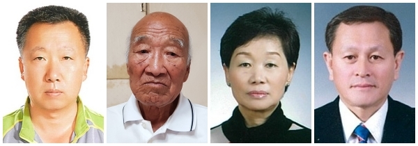 (왼쪽부터)산업장 전병준, 공익장 김명석, 애향장 김보순 · 최한웅 씨
