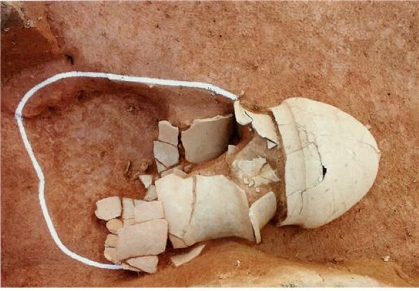 율촌리 5호분 대형 옹관 출토상태