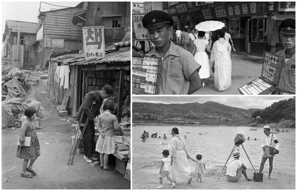 한영수 - 서울 만리동 Mallidong, Seoul, Korea 1956(왼쪽) / 한영수 - 서울 명동 Myeongdong, Seoul, Korea 1960(오른쪽 위) / 한영수 - 서울 노들섬 Nodeulseom, Seoul, Korea 1958-1963(오른쪽 아래)