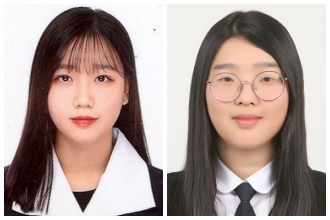 (왼쪽부터)최경서 양(운문부 장원), 정성결 양(산문부 장원)