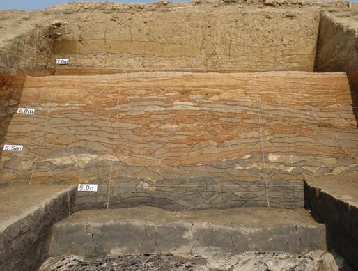 김제 벽골제 제방 축조상태.