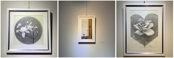 (왼쪽부터)김성문 '목련이 필 때' / 강미선 '솟대' / 박미혜 '흑장미'.
