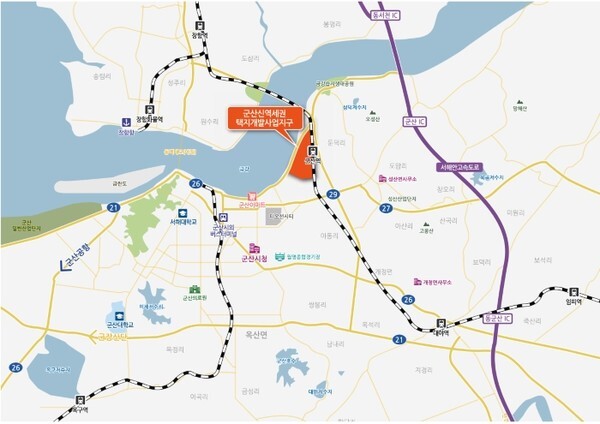 군산 신역세권 택지개발 사업지구 위치도.
