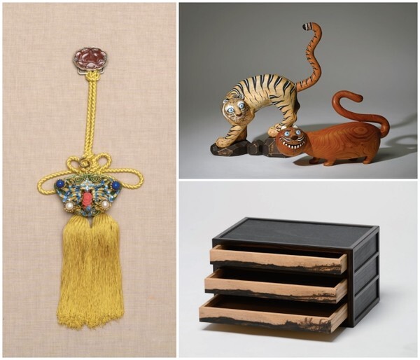 (왼쪽부터 시계방향)김선자 '나비노리개', 김종연 '까치호랑이', 권원덕 '서류함'.