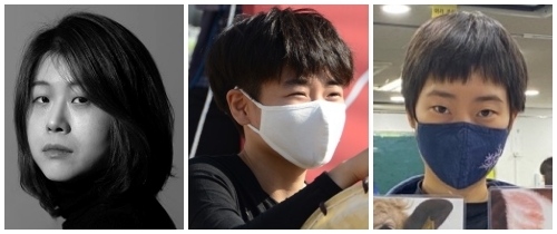 박정실 OVERlab 대표(왼쪽), 멸종반란한국의 활동가 벌새(가운데)와 지지.