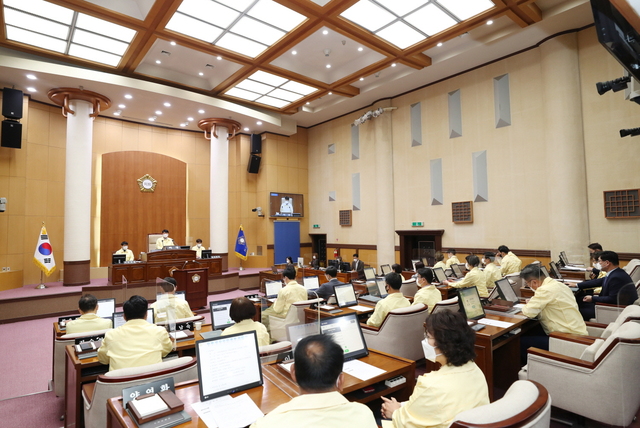 전주시의회 제386회 정례회 제5차 본회의 모습.                                                              (사진제공=전주시의회)