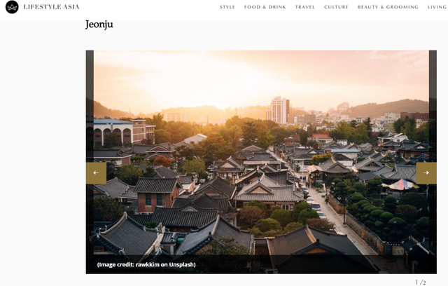 홍콩 라이프스타일아시아 매거진에 소개된 전주 모습.  /사진=전주시 제공