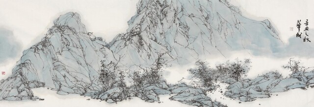 연석산시리즈 Ⅰ, 48x138cm, 한지에 먹, 채화성  