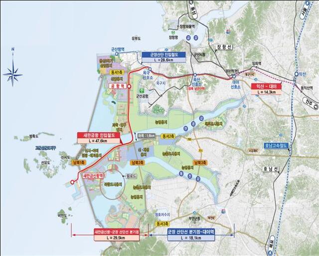 새만금항 인입철도 노선도 /출저=전북도 제공