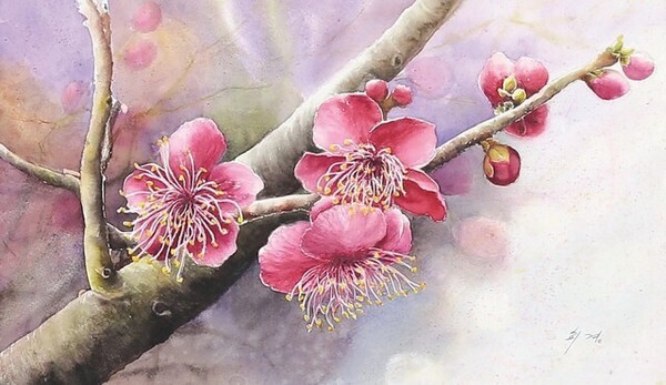 봄, 45.5x27.3cm, Watercolor on paper, 김희경