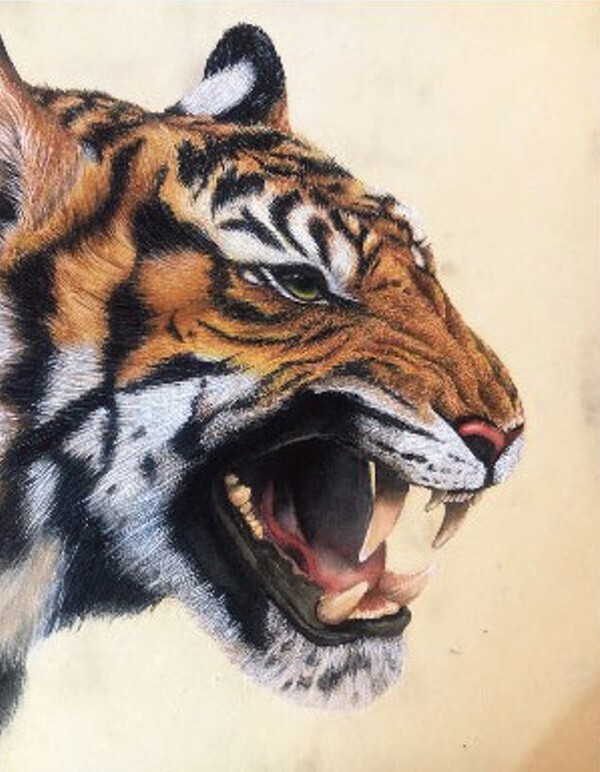  박하영 - 虎, 40.9x27.3cm, 장지에 채색, 2021