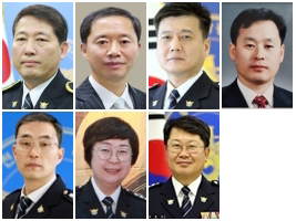 왼쪽부터 최규운 총경, 양회선 총경, 박종삼 총경, 고영완 총경, 김효진 총경, 김난영 총경, 양동혁 총경