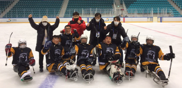 제19회 전국장애인동계체육대회에 참가한 아이스하키 전북선수단
